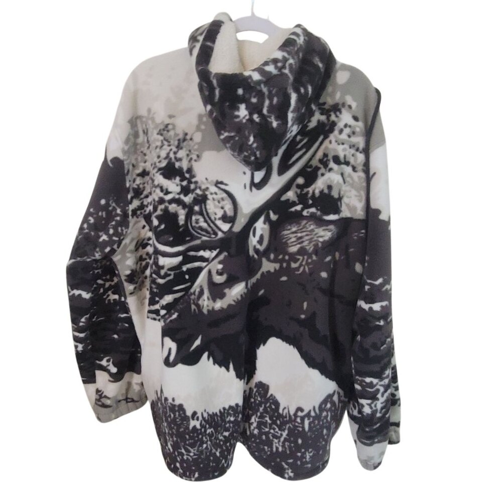 Hooded Full-Zip Fleece Jacket With Elk & Forest Scene Mens XL Victory Outfitters - Picture 5 of 14